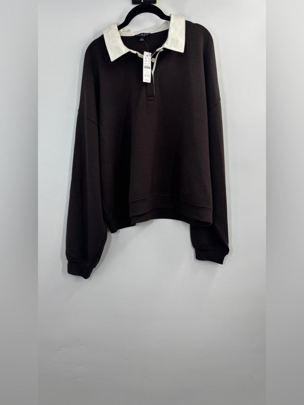 J.Crew Scuba-knit rugby sweatshirt with velvet trim - Picture 5 of 6